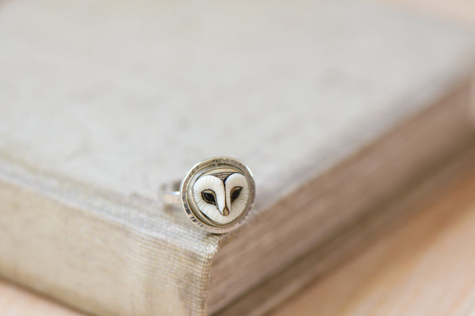 Porcelain Owl Ring
