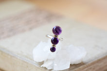Load image into Gallery viewer, Amethyst Triple Stone Ring