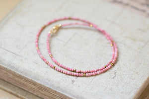 Pink Opal and Hematite Beaded Necklace