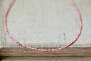 Pink Opal and Hematite Beaded Necklace