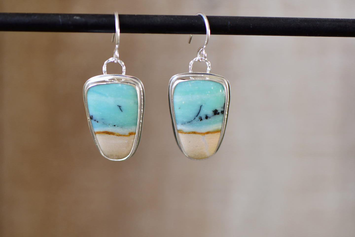 Petrified Wood Opal Earrings