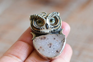 Owl and Druzy Necklace