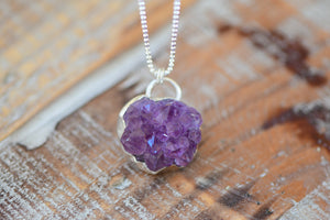 Raw Amethyst Cluster Necklace